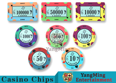 40 / 43mm Diameter Ceramic Casino Chips Bright Colors With Custom Printed Design