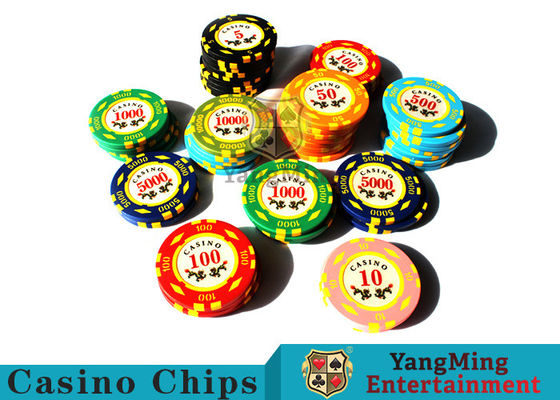Kualitas 11.8g Texas Holdem Metal Casino Poker Chips Bentuk Bulat Dengan Diameter 40mm pabrik