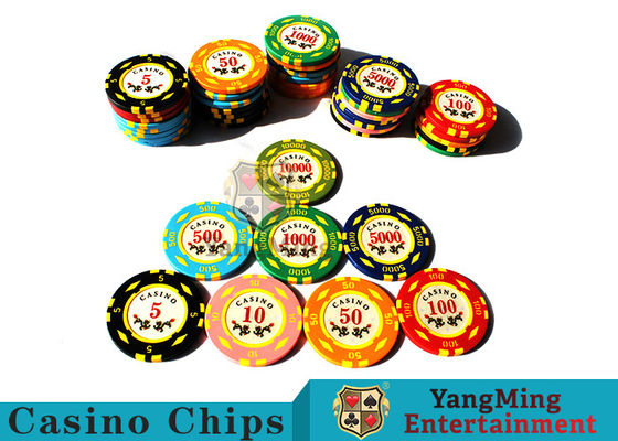 Kualitas 11.8g Texas Holdem Metal Casino Poker Chips Bentuk Bulat Dengan Diameter 40mm pabrik