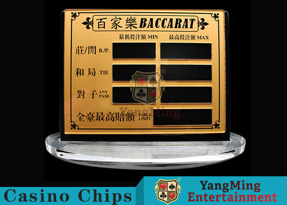 Qualität Bakkarat-Schürhaken-Tabellen-reines kupfernes materielles Unterhaltungs-Bet Card Casino Table Limit-Zeichen mit dem Magnet-Haften Fabrik