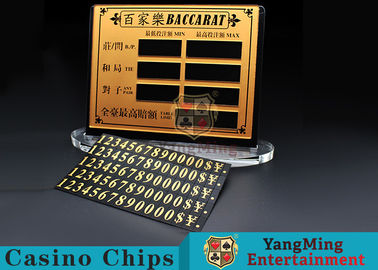 Baccarat Poker Table Pure Copper Material  Entertainment Bet Card Casino Table Limit Sign With Magnet Sticking