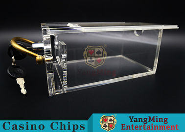 Baccarat Cash Carrier of 6 Decks Acrylic Holder Casino Poker Card Box With Lock / Metal Handle Easy To Carry