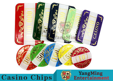 Casino Style Numbered Poker Chip Set Bright Color With Customized Print Logo