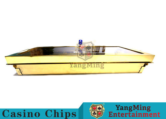 Calidad Placado con metal amarillo 14 compartimiento bandeja de fichas doble capa de bloqueo de fichas de póquer flotante fábrica