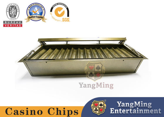 Qualidade Metal Revestido Amarelo 14 Compartimento Chip Tray Double Layer Locking Poker Chip Float fábrica