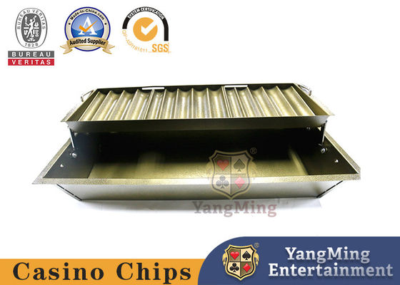 Calidad Placado con metal amarillo 14 compartimiento bandeja de fichas doble capa de bloqueo de fichas de póquer flotante fábrica
