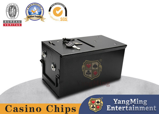 Metallic Iron Material Casino Lockable Cash Box With Two Locks For Tip And Chip Storage