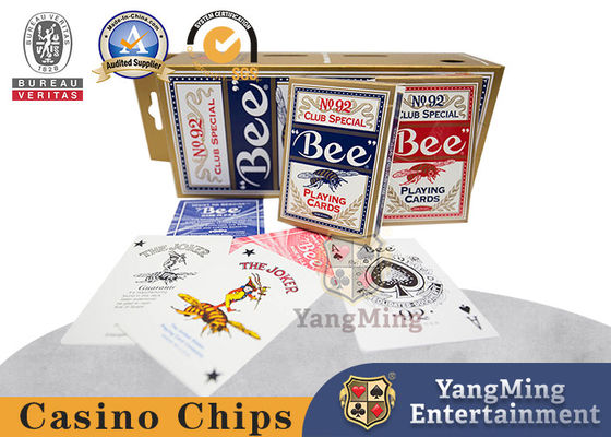 Quality Red And Blue Bee Back Pattern 310g Black Core Casino Poker Card Spot Color Box Packaging factory