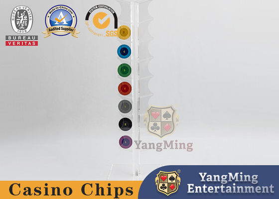 Kualitas Kasino Makau Vertikal 16 Tempat Chip Desain Akrilik Transparan Chip Poker Bulat 40Mm pabrik