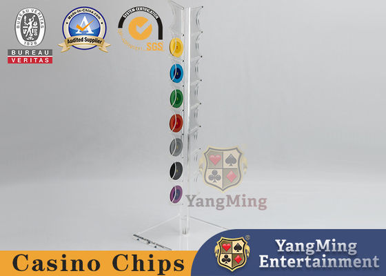 Kualitas Kasino Makau Vertikal 16 Tempat Chip Desain Akrilik Transparan Chip Poker Bulat 40Mm pabrik