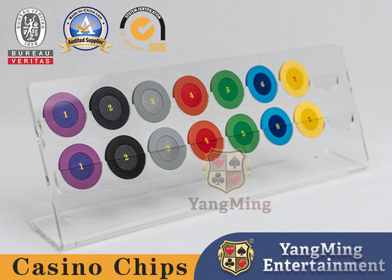 Qualità Casinò Transparent Chip Rack 16 Round Texas Hold'Em Chips Monete Acrilico Display Rack fabbrica