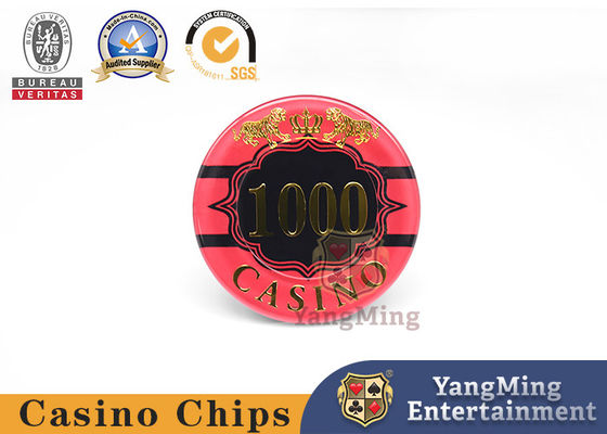 Qualità Tavolo da casinò personalizzato Baccarat Dragone Tigre Acrilico Cristallo Dorato Placcato Poker Chips Monete fabbrica