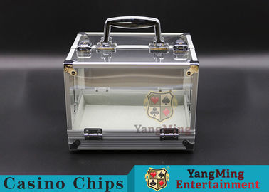 600PCS Double Open Handle Texas Chip Lockable Cash Box / Aluminum Alloy Frame High Transparency Chess Room