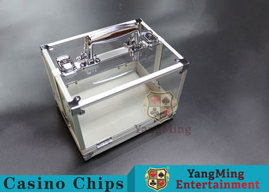 600PCS Double Open Handle Texas Chip Lockable Cash Box / Aluminum Alloy Frame High Transparency Chess Room