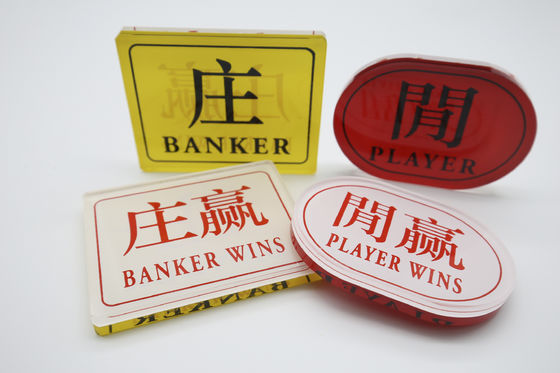 Qualität Kristall Acryl Wettbrett Baccarat Casino Tischspiel Rot Gelb Spieler Banker Fabrik