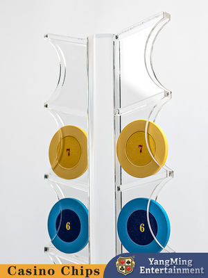 Qualità Tabella di gioco di roulette Tenitore di chip acrilico con 16 chip circolari trasparenti visualizzati fabbrica