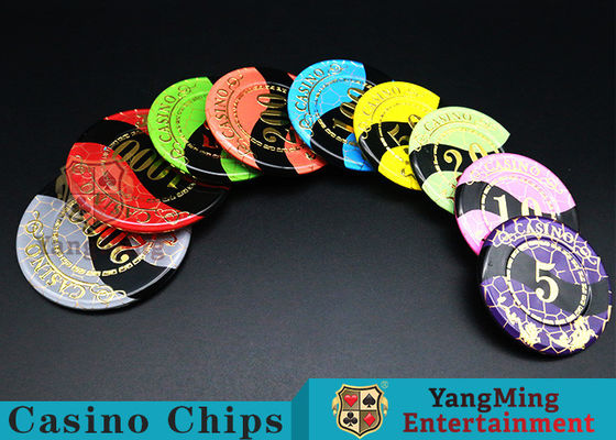 Kwaliteit Crystal Acrylic Casino Poker Chips met Mesh Bronzing Silk Screen fabriek