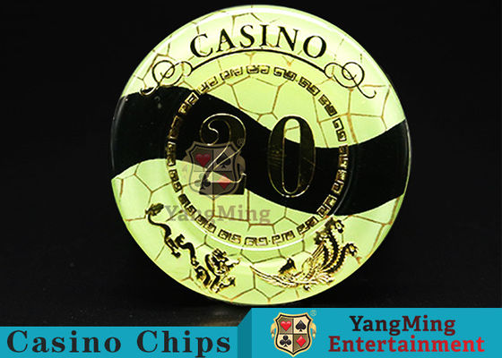 Kwaliteit Crystal Acrylic Casino Poker Chips met Mesh Bronzing Silk Screen fabriek