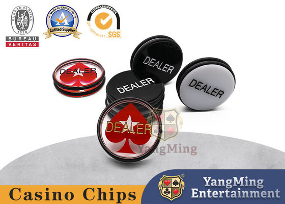 Texas Hold' Em Black & White Double-Sided Engraving Round Dealer Card Chips Poker Table Size Pressing Piece Positioning