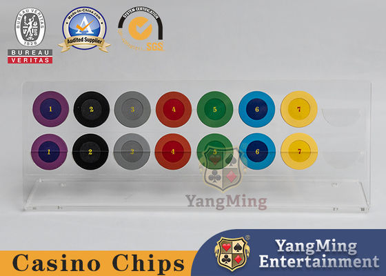 Acrylic Transparent Two-Layer 16-Piece Round Chip Display Rack Manufacturer Custom Roulette Table Poker Chip Coin Countertop Display Rack