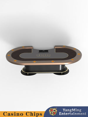 Deluxe Customized 10 Person Casino Entertainment Poker Table Oval Metal Treadle Texas Hold'em Poker Table