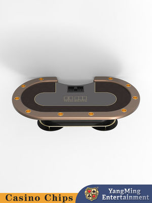 Jakość Luxury Customized 10 Person Casino Entertainment Poker Table Oval Metal Treadle Texas Hold'em Poker Table fabryka