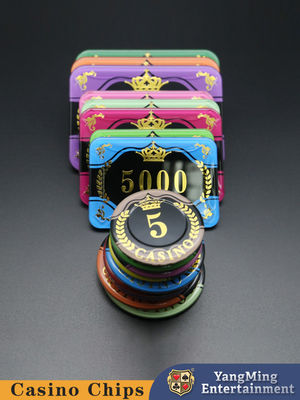 Wheat Ear Crown Bronzing Acrylic Casino Poker Chips Custom Purple UV Light