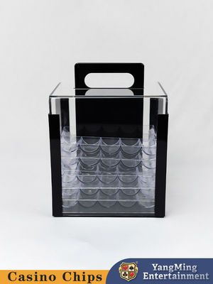 Ποιότητα Η χαρτοπαικτική λέσχη πελεκά τον κλασικό ακρυλικό μεταφορέα τσιπ πόκερ περίπτωσης 1000pcs διαφανή πλήρως για το τσιπ πόκερ 40MM ή 43MM με τη λαβή εργοστάσιο