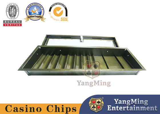 Premium Bright Silver 8 Rows Round Clay Ceramic Poker Chips Set Tray Casino Chips Single Layer Carrier