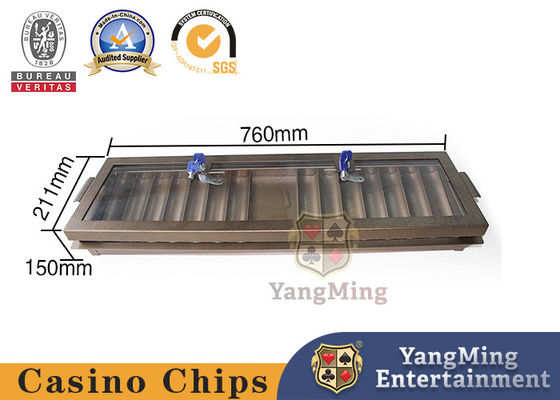 Brass Metal Iron Single-Layer Lockable Chip Box Baccarat Acrylic Texas Clay Anti-Counterfeiting Chip Countertop Tray