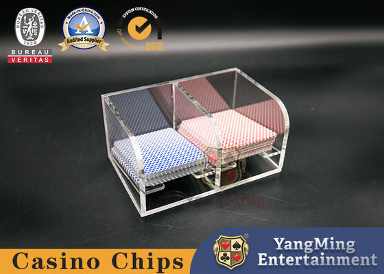Crystal Transparent Acrylic Cow Cow Poker Discard Box Club Game Table 2 Compartment Card Case