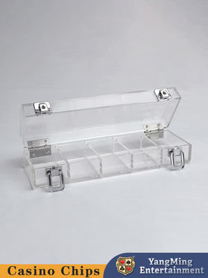 Quality Fully Transparent Acrylic 100 Yard 50mm Locking Chip Tray Casino Baccarat Tabletop Poker Game Chip Tray factory