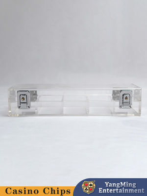 Quality Transparent Acrylic 100 Yard Locking Chip Tray Baccarat Texas Gambling Poker Chip Tray factory
