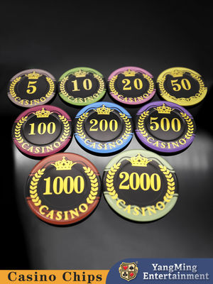Wholesale Customized Wheat Crown Stamping Acrylic Chips Baccarat Texas Hold'em Casual Games Table Chips