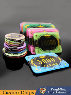 Qualidade Venda a retalho Customizado Coronha de Trigo Estampagem Chips Acrílicos Baccarat Texas Hold'em Casual Games Chips de Mesa fábrica