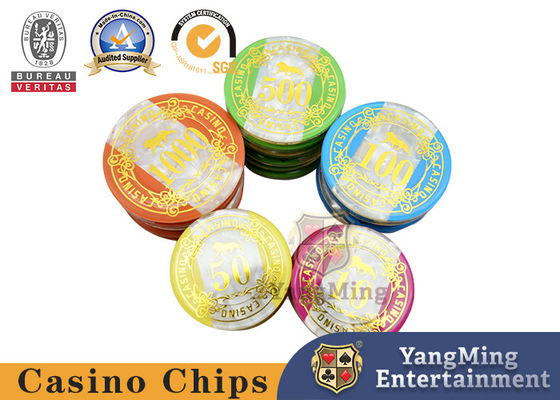 Acrylic Plastic Poker Chip Set 760pcs Casino Suit For Casino 5 - 8 Players in Silver Aluminium Chip Case