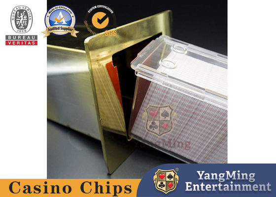 Stainless Steel Titanium Yellow 8 Decks Playing Cards Holder Gambling Table Discard Cards Carrier Poker Table Hidden Card Metal Box