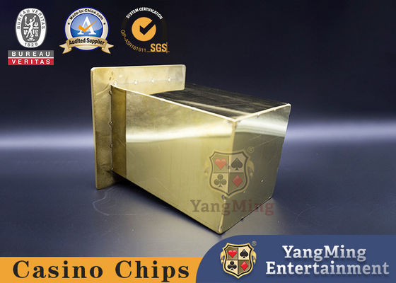 Kwaliteit Roestvrij staal Titanium Geel 8 Decks Spelkaarten Houder Gokken Tafel Weggooi kaarten Drager Poker Tafel Verborgen Kaart Metalen Doos fabriek