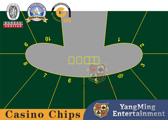 Kualitas Bentuk kacang-kacangan Pencetakan dua warna Standar 10 orang Texas Hold'em Poker Game Kasino Custom Tablecloth pabrik
