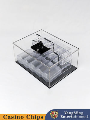 Kualitas Desain Baru Transparan Akrilik Kunci Chip Portable Case Texas Club Poker Game Countertop Chip Case pabrik
