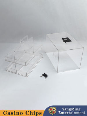 Kalite Akrilik Açık Kilitli Taşıyıcı Kasa Casino Kulübü Poker Oyunu Masa Üstü Çip Kasa fabrika