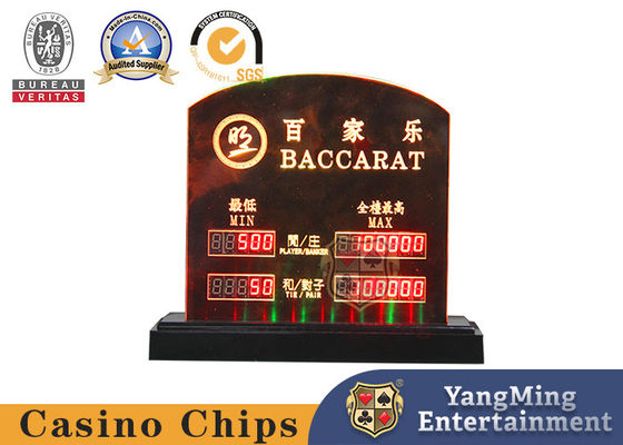 Kalite LED Işıklar Elektronik Akrilik Baccarat Poker Masası Bahis Sınırı Masası Kırmızı Kart fabrika