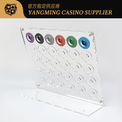 Calidad Casino Standard Transparente Acrílico Chip Display Stand 30 piezas de póquer Chip Set Rack fábrica