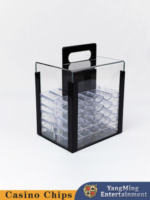 Factory Quality Thinkness Acrylic 1000PCS Poker Round Chips Carrier Handle Full Transparent Chips Case