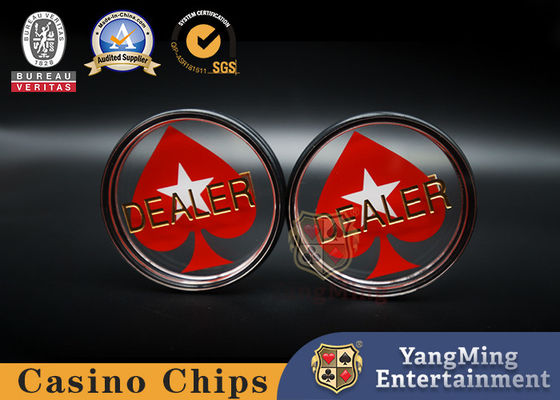 Brand New Custom High Transparent Acrylic Red Heart Carving Dealer Button Code Card Texas Hold' em Professional Game Round Positioning Card Spot