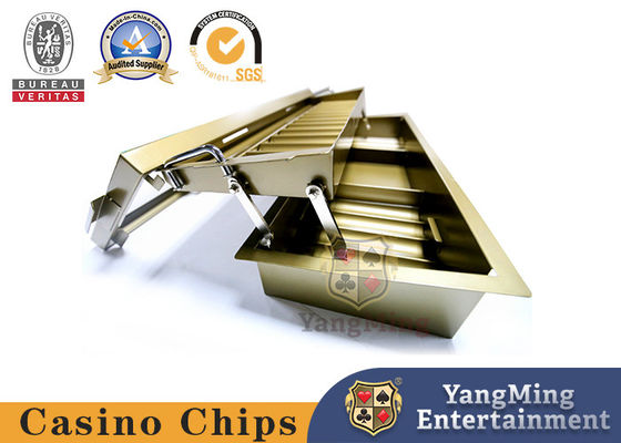 Qualità Casinò Chip Holder For Round Poker Chip And Plaque di doppio strato del metallo di 14 file fabbrica