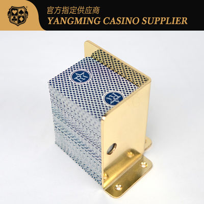 Jakość Fabryczny projekt wysokiej jakości żółta metalowa pokrywa z wyrzuconymi kartami posiadacz pokera VIP Club Dedykowany nośnik kart do gry fabryka