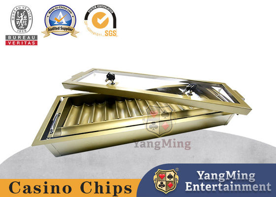 Factory Supply 14 Rows Bright Gold Color Gambling Chips Float Double Lock Chips Metal Chips Case With Lock