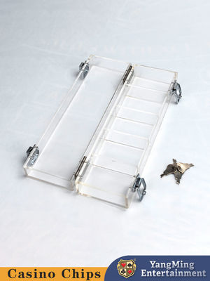Quality 100 Pcs 5 Rows Acrylic Poker Baccarat Ceramic Clay Chip Box With Transparent Lock Chip Case factory