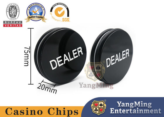 Texas Deluxe Jumbo Black Crystal Black and white Engraving Dealer Button Poker Table Dealer